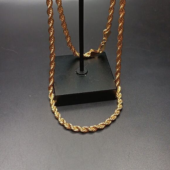 New Chunky Solid Ropechain Necklace Goldtone 24" Long - Picture 2 of 3